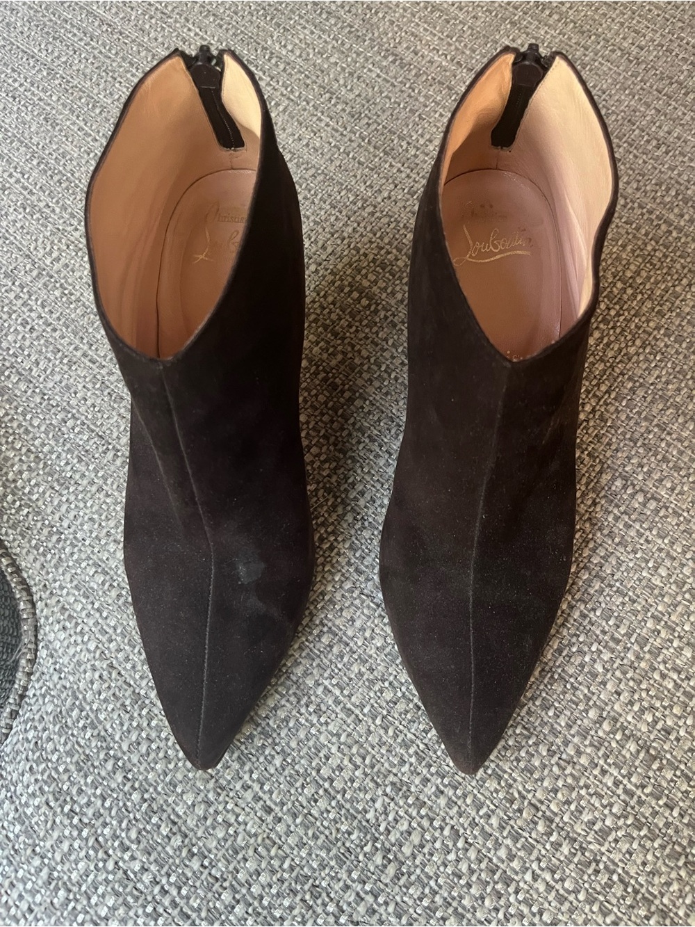 Christian Louboutin Brown Suede Pointed Ankle Booties